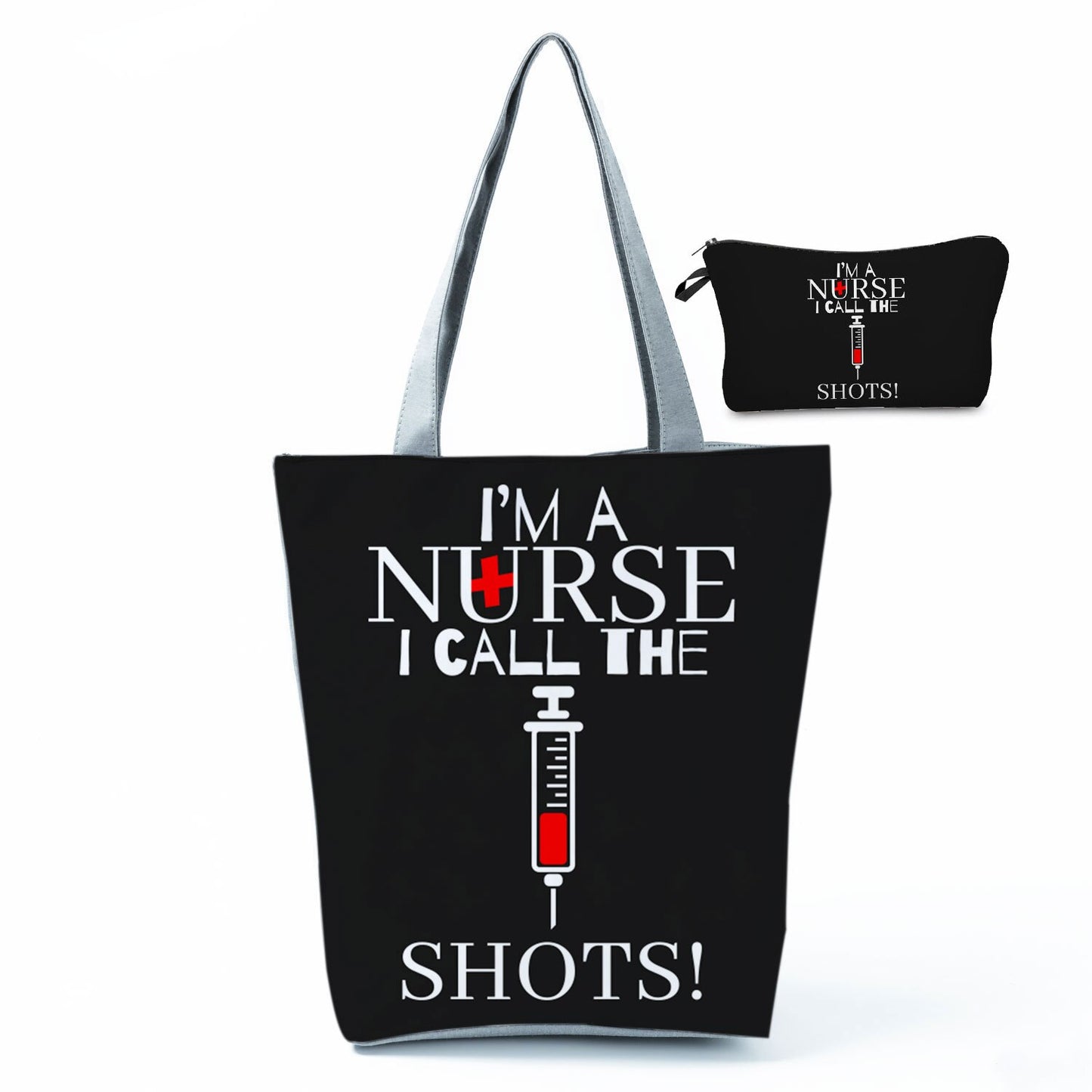 Printed Medical Tote Handbag with Matching Make-Up Bag