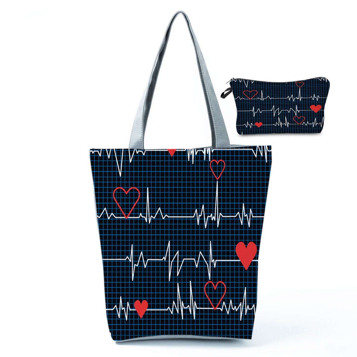 Printed Medical Tote Handbag with Matching Make-Up Bag