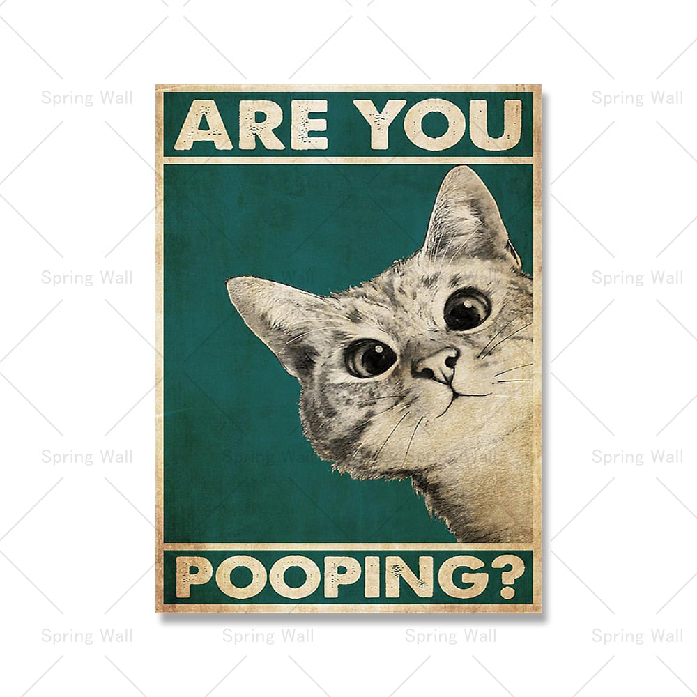 Funny Cat Bathroom Sign | Are you pooping?