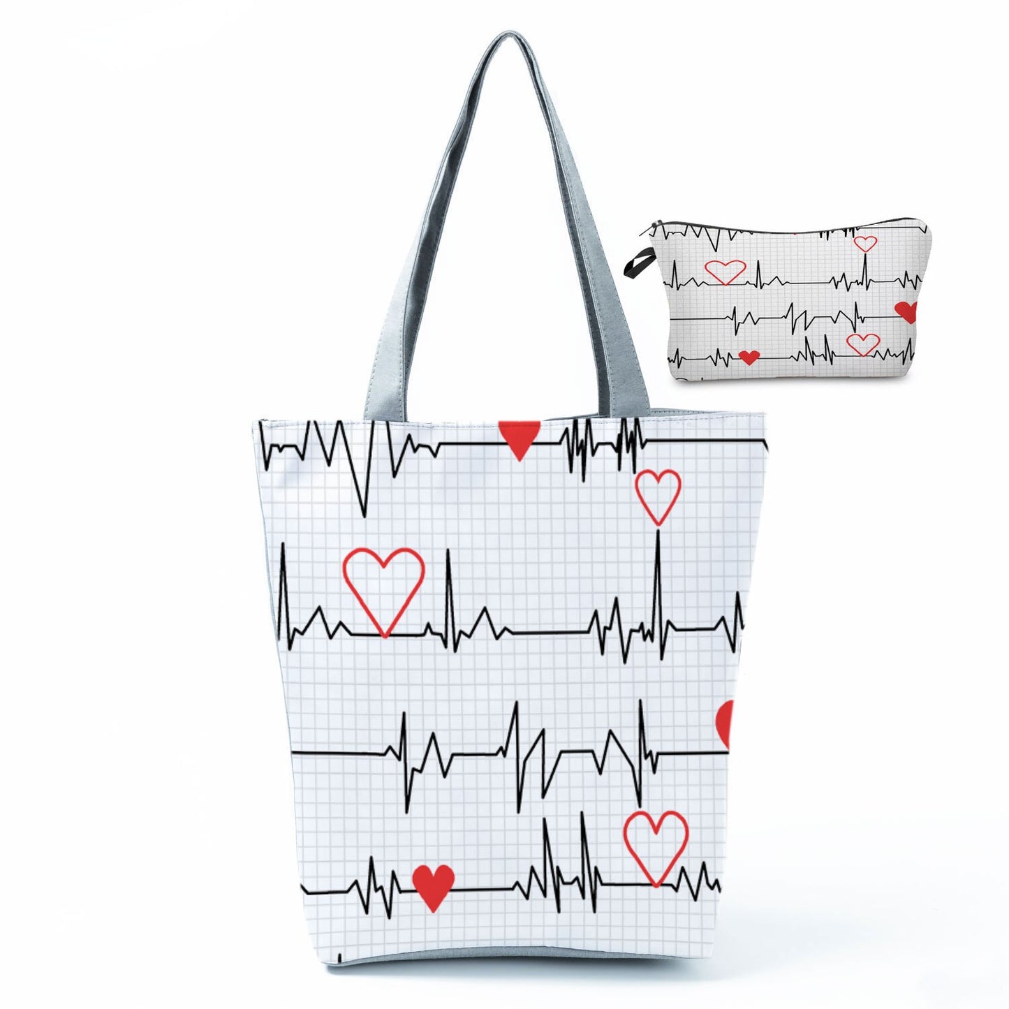 Printed Medical Tote Handbag with Matching Make-Up Bag