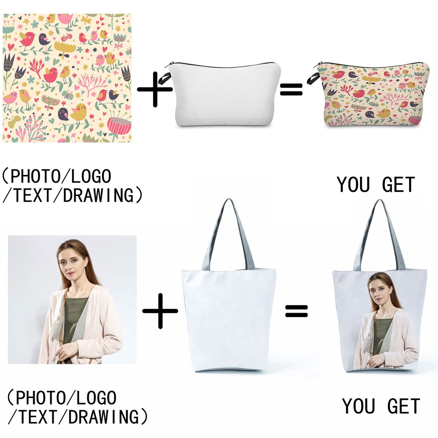 Printed Medical Tote Handbag with Matching Make-Up Bag