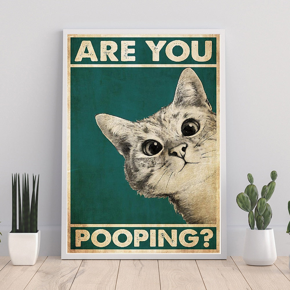 Funny Cat Bathroom Sign | Are you pooping?