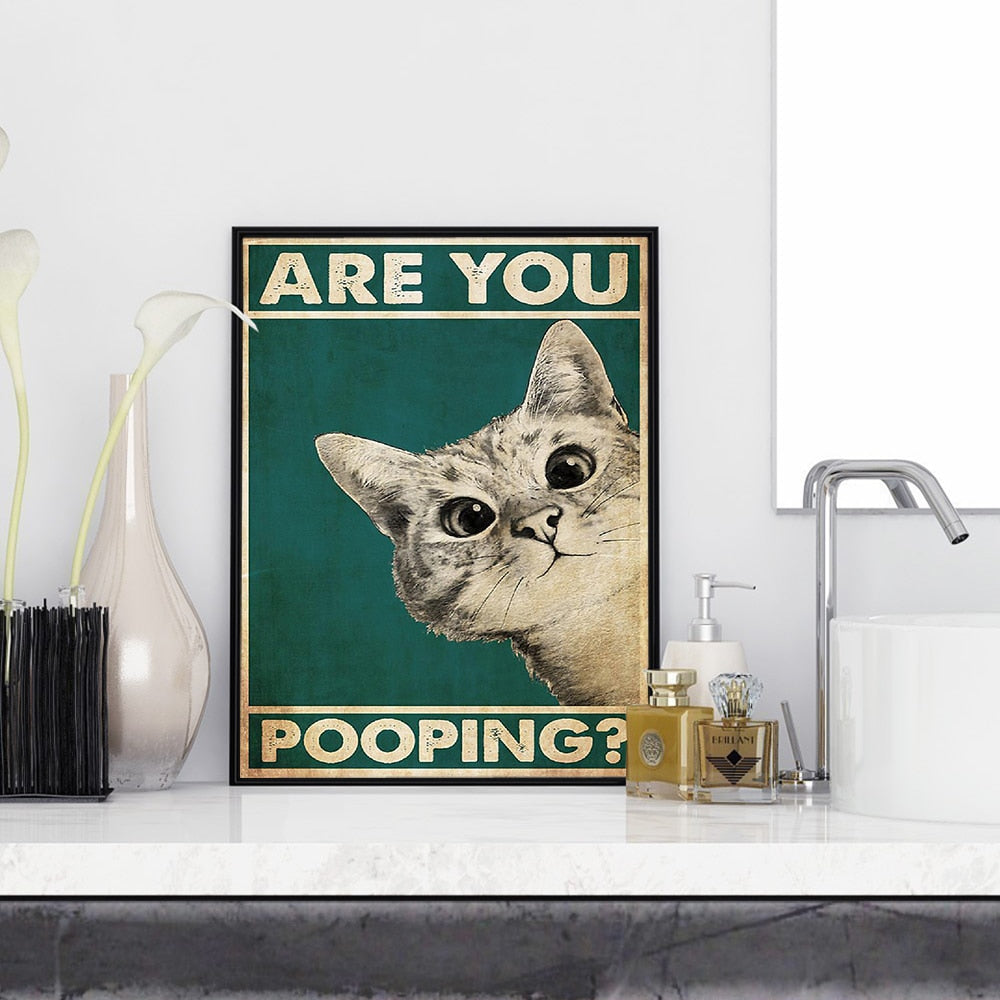 Funny Cat Bathroom Sign | Are you pooping?