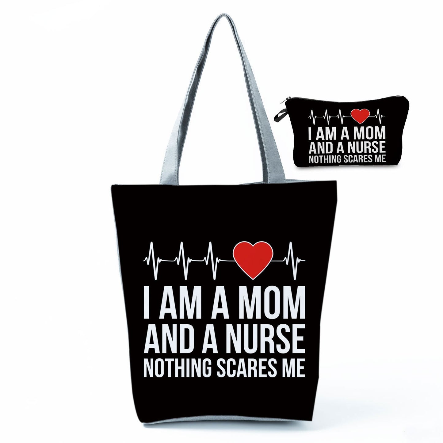 Printed Medical Tote Handbag with Matching Make-Up Bag