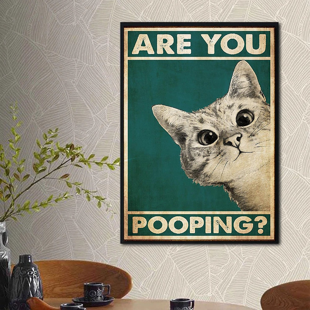 Funny Cat Bathroom Sign | Are you pooping?