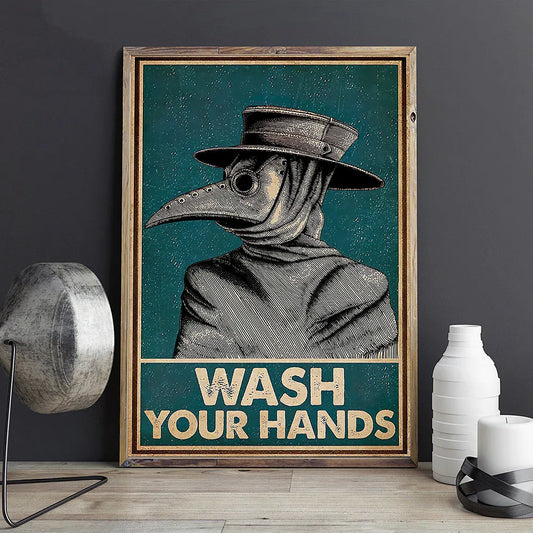 Vintage Poster Plague Doctor Wash Your Hand Sign