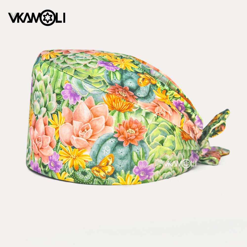 Unisex Scrub Caps 100% Cotton One Size Fits All | Floral