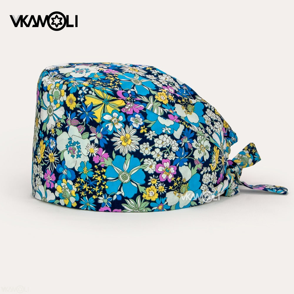 Unisex Scrub Caps 100% Cotton One Size Fits All | Floral