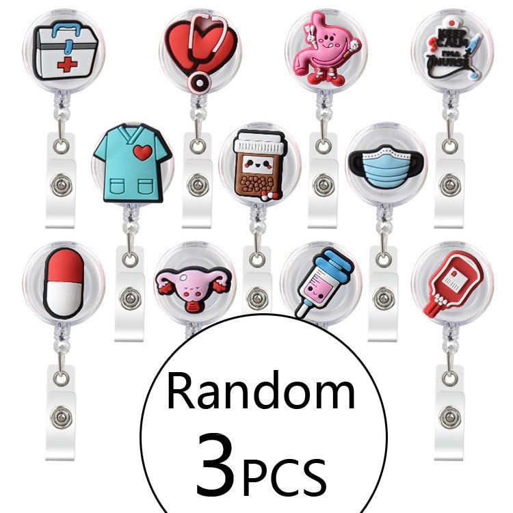 1/3/5 pcs Silicone Retractable Badge Reel ID Card Clips Holder