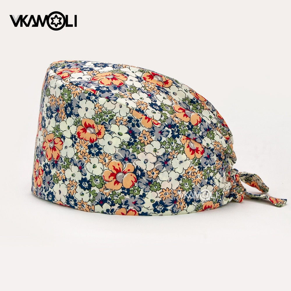 Unisex Scrub Caps 100% Cotton One Size Fits All | Floral