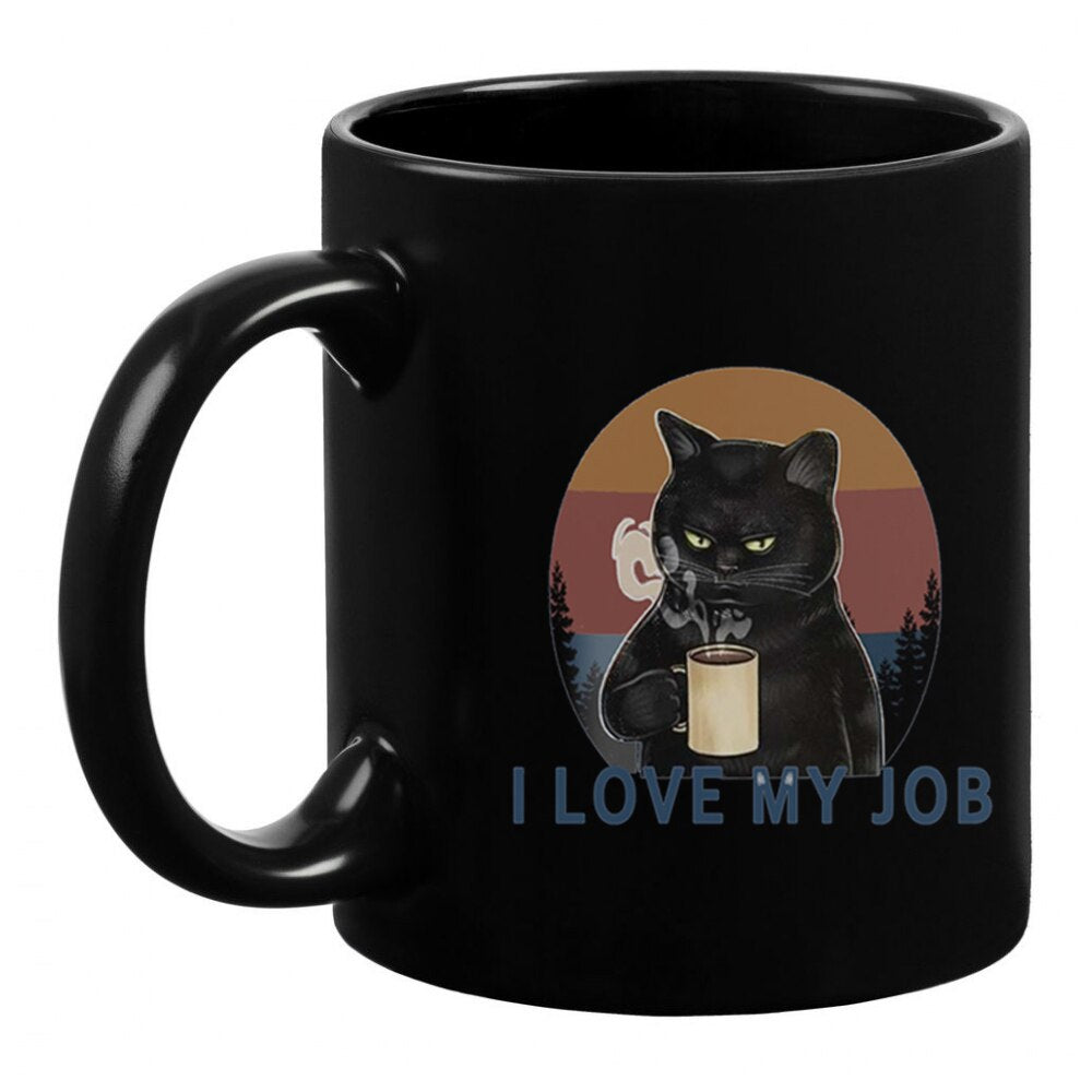 Funny Cat Mug with Lid, Spoon, 11 oz | I love my job