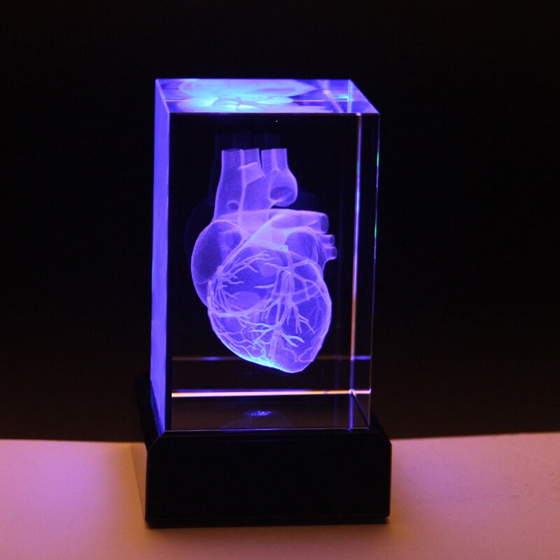 3D Laser Crystal Engraving of Heart