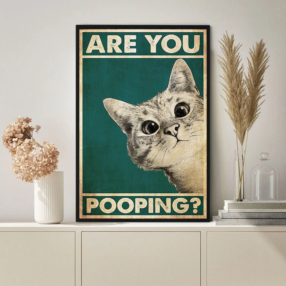 Funny Cat Bathroom Sign | Are you pooping?